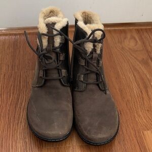 Clarks Taupe Boots with Black Outsole